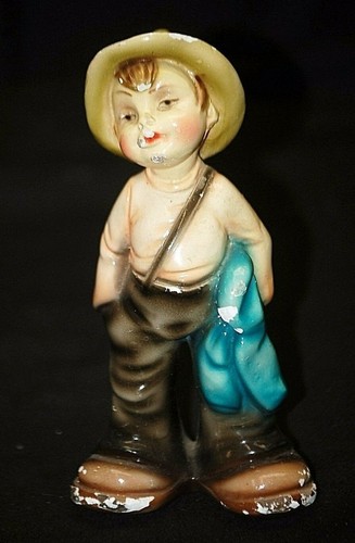 Chalkware boy dad fishing - boy, dad's