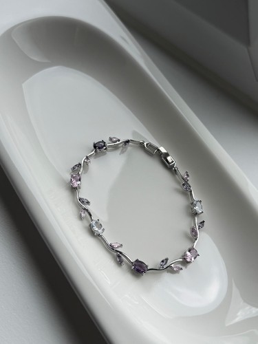 Silver tone purple pink - silver,