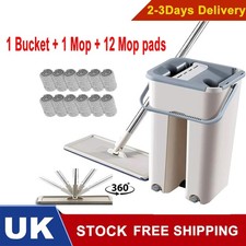 360°+12 Pad Mop PRO Mop and Bucket Set Multi-Functional Wash & Dry Flat Squeeze