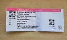 Chelsea V Liverpool Ticket Stub From Premier League Match 4/10/25