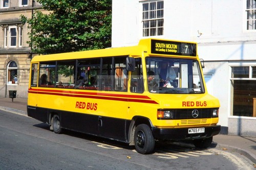 35mm slide red bus mercedes - red,