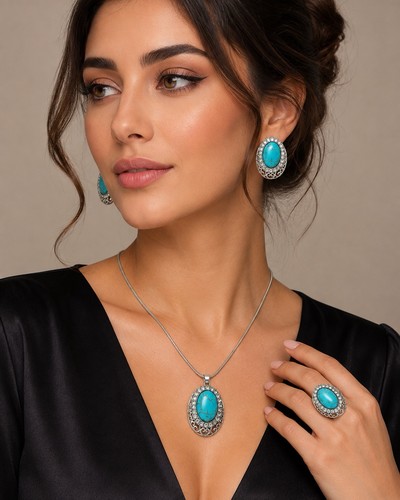 Pcs set turquoise - turquoise, oval