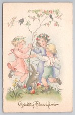 Dutch Easter children and rabbit - Gelukkig Paaschfeest - blossom