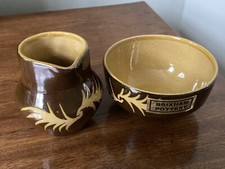 VINTAGE BRIXHAM POTTERY brown glazed jug and sugar bowl studio pottery ceramic