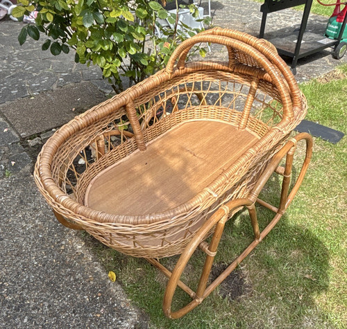 Brown oval wicker moses - brown, basket