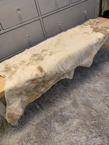 Cream faux cowhide style rug - faux,
