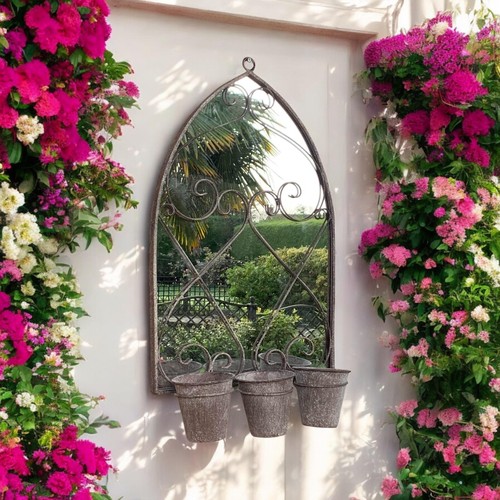 Rusty metal wall mirror - metal,
