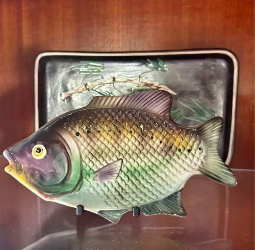 This glazed ceramic stim fish - ceramic,