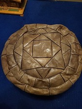 Footstool Pouffe Small Dark Brown Faux Leather Ottoman