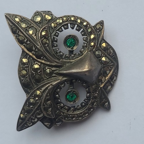 Vintage silver marcasite owl - marcasite,