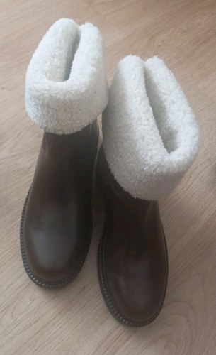 Brown leather cream faux - m&s,