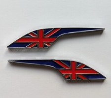 Chrome Red Blue Side Wing Union Jack Badges Emblem for Jaguar XK XKR XK8 XF XJS