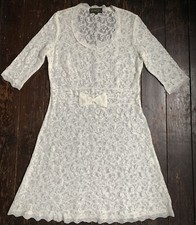 VTG designer Sparkle Harald Glockler POMPOOS see through Bow Lace Cream dress 14