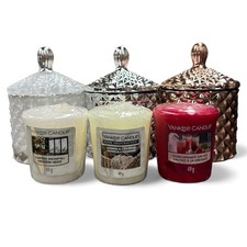 3x Cute Candle Jars With Lids and 3x Yankee 49g Candles Included