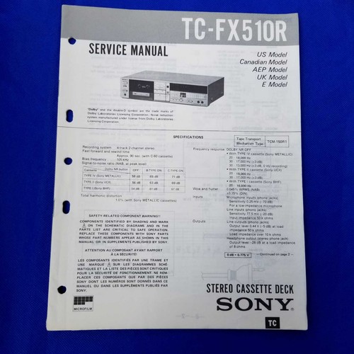 Sony fx510r service manual - service,
