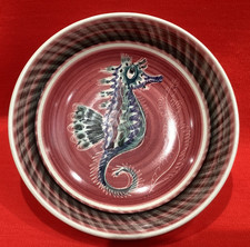 VINTAGE JO LESTER ISLE OF WIGHT POTTERY SEAHORSE 7" BOWL