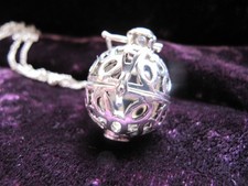 925 Sterling Silver Egg Shaped Filigree Locket Pomander Pendant Necklace