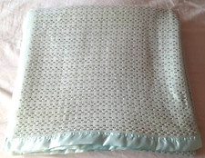 Vintage Diana Cowpe Cellular Blanket Double 98" x 98"  Approx ~ Blue / Green VGC