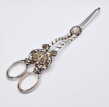 VICTORIAN SILVER PLATED GRAPE SCISSORS c1850