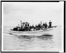 Men deep sea fishing,Tambo III,boats,ocean,waves,sport,poles,New York,NY,c1930