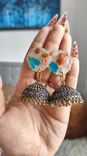 Handmade resin floral jhumka - floral,