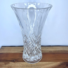 Bohemian Style Cut Crystal Vase Flared Trumpet Shape Starburst Base 3.5kg