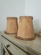 ANTIQUE FRENCH NORMANDY LACE BOUDOIR LAMP SHADES PAIR 7"