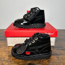 Kickers Kids Kick Hi Classic Ankle Boots with Zip Patent Black 5 UK / EU 22