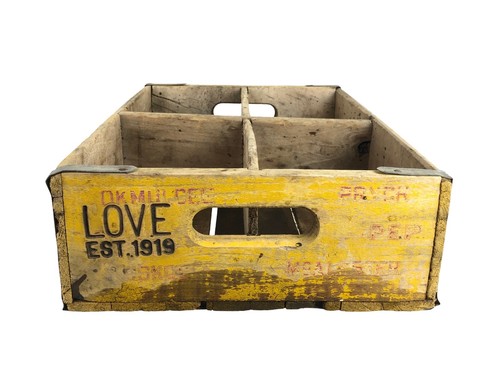 Vintage yellow wooden - vintage, soda