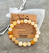 TOPAZ JADE Bracelet Stretch Fit Handmade + Gift Bag & Card Crystal Gemstone 8mm