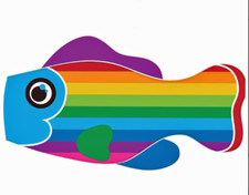 Rainbow stripes fish windsock