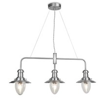 Ceiling Light Fisherman Satin Silver Bar Pendant 3 Light Fixture