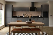 Complete Kitchen Units - Graphite Matt Slab Door On White Units Soft Close