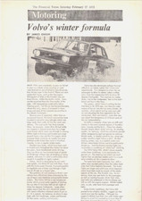 Volvo 144 Winter Driving 1973 UK Market Single Sheet Brochure Financial Times