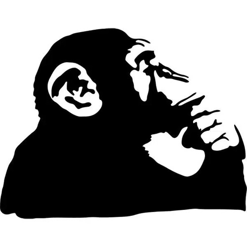 Thinking monkey decal sticker - monkey,