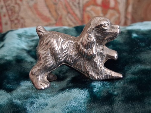 Vintage pewter spaniel - vintage,