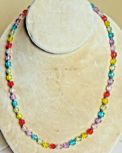 Multi coloured cube bead - multi,