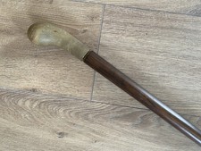 Antique Golf Club Walking Stick Hickory Wood and Horn.