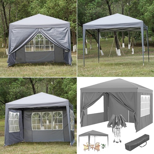 Grey pop gazebo with - pop, up