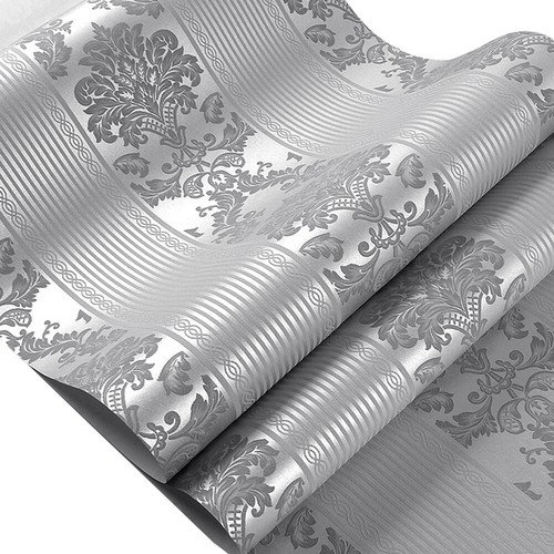 Silver grey damask wallpaper - damask,