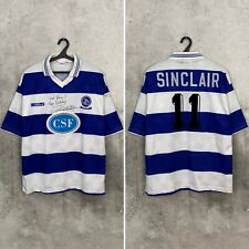 QPR 1993 1994 SIGNED HOME FOOTBALL SHIRT #11 SINCLAIR CLUBHOUSE JERSEY SIZE XL