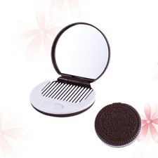  Small Compact Mirror for Purse Pocket with Comb Chocolate Cookies