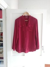 M&S Size 10 Dark Pink Autumn Blouse Triangle Pattern Long Sleeve Shirt