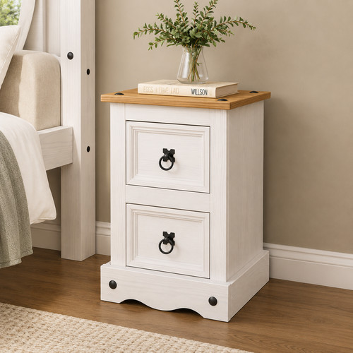 Corona white bedside - cabinet, 2