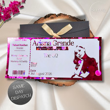 Personalise Ariana Grande Tour Ticket. Foiled Concert ticket. Keepsake