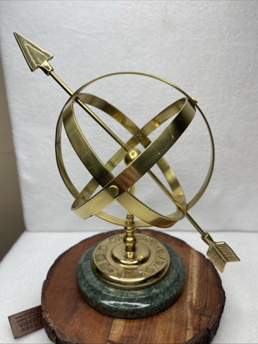 Vintage brass sundial sphere - brass,