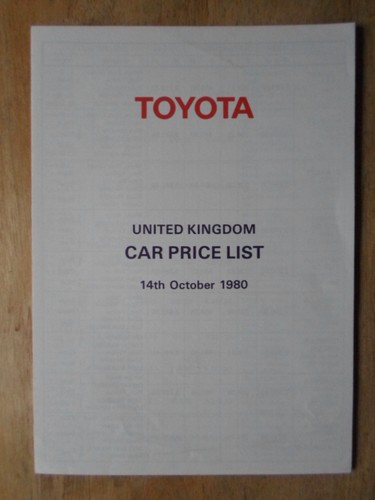 Toyota range 1980 mkt - mkt, price