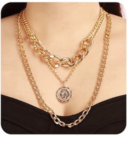 Gold layered necklace - gold,