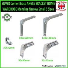 SILVER Corner Brace ANGLE BRACKET HOME WARDROBE Mending Narrow Small 5 Sizes