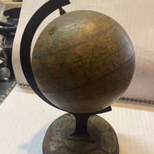 Mid Century Tin Plate Globe 11.5x20cm Age Related Wear